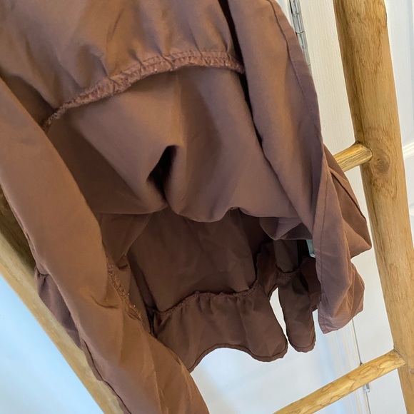 Missguided Smocked Cut Out Baby Doll Mini Dress Chocolate Brown Sz 8 - Picture 6 of 10